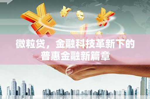 永靖微粒贷，金融科技革新下的普惠金融新篇章