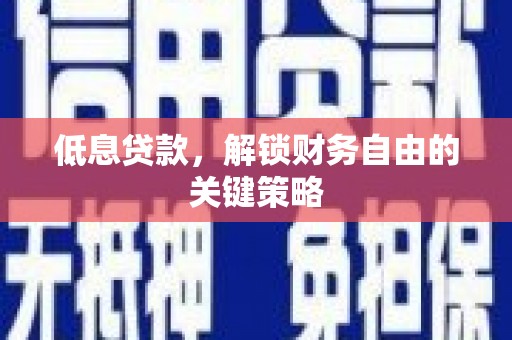 永靖低息贷款，解锁财务自由的关键策略