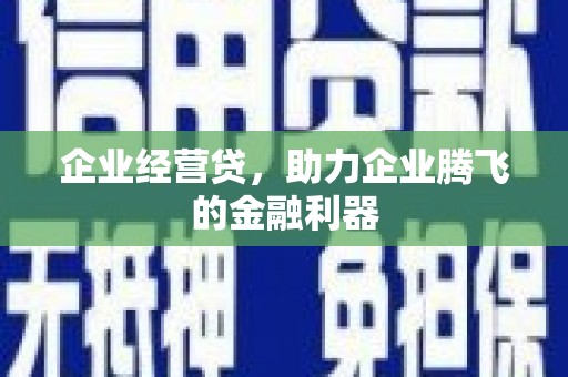 永靖企业经营贷，助力企业腾飞的金融利器