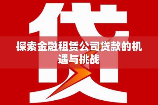 永靖探索金融租赁公司贷款的机遇与挑战