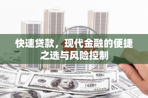 永靖快速贷款，现代金融的便捷之选与风险控制