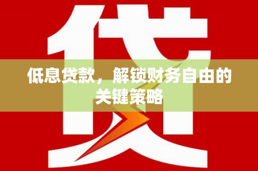 永靖低息贷款，解锁财务自由的关键策略