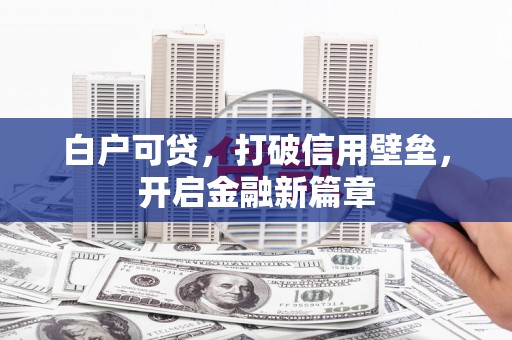 永靖白户可贷，打破信用壁垒，开启金融新篇章