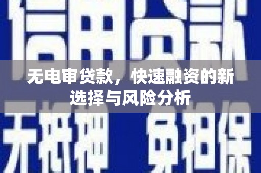 永靖无电审贷款，快速融资的新选择与风险分析