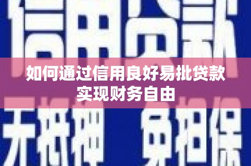 永靖如何通过信用良好易批贷款实现财务自由