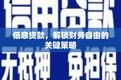 永靖低息贷款，解锁财务自由的关键策略