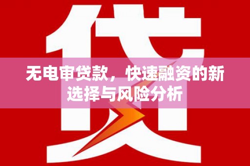 永靖无电审贷款，快速融资的新选择与风险分析