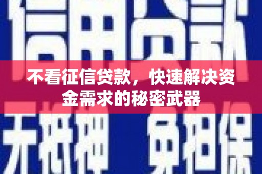 永靖不看征信贷款，快速解决资金需求的秘密武器