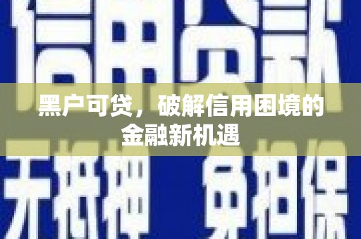 永靖黑户可贷，破解信用困境的金融新机遇